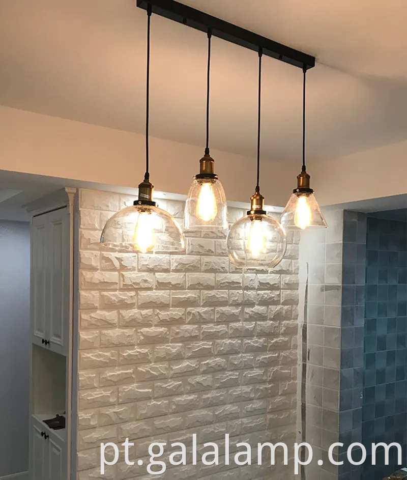 Luz pendente de bolha de vidro E27 elegante para casas modernas